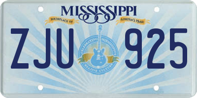 MS license plate ZJU925