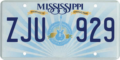 MS license plate ZJU929