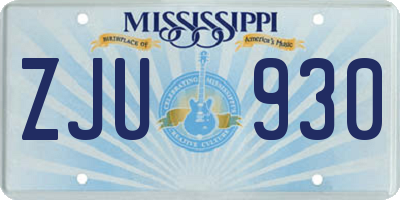 MS license plate ZJU930