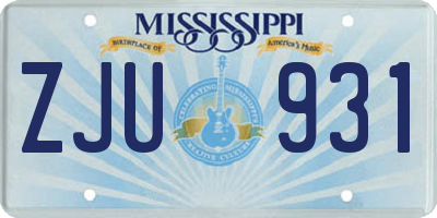 MS license plate ZJU931