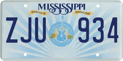 MS license plate ZJU934