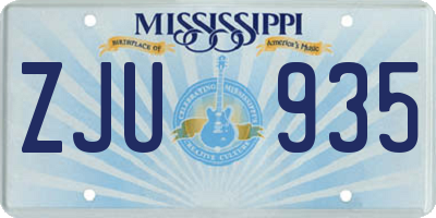 MS license plate ZJU935