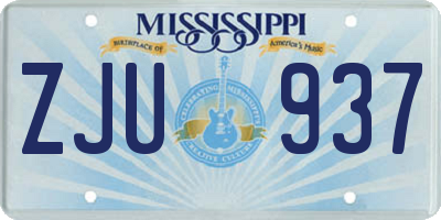 MS license plate ZJU937