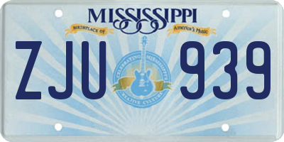 MS license plate ZJU939