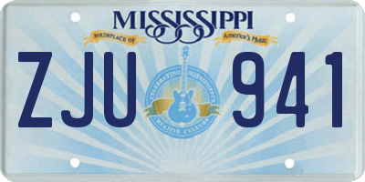 MS license plate ZJU941
