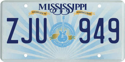MS license plate ZJU949
