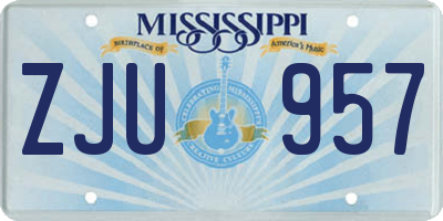 MS license plate ZJU957