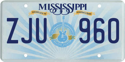 MS license plate ZJU960