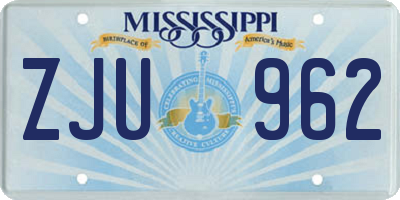 MS license plate ZJU962