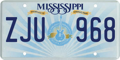 MS license plate ZJU968