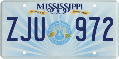 MS license plate ZJU972