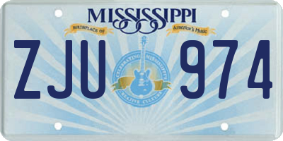 MS license plate ZJU974