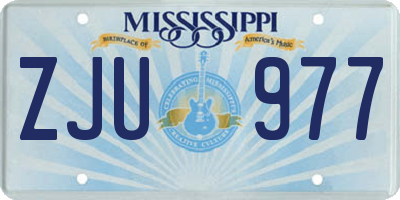 MS license plate ZJU977