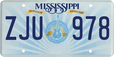 MS license plate ZJU978