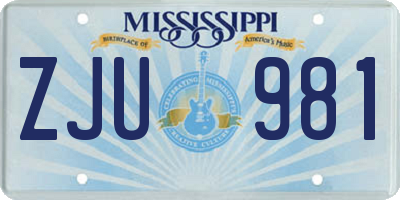 MS license plate ZJU981