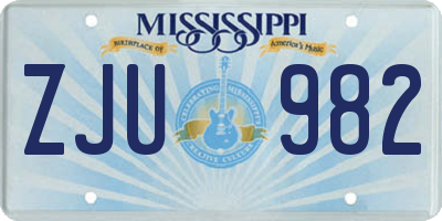MS license plate ZJU982