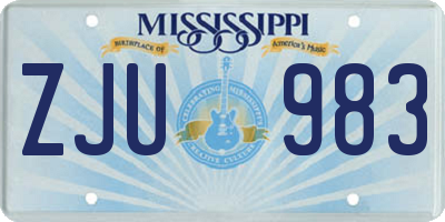 MS license plate ZJU983