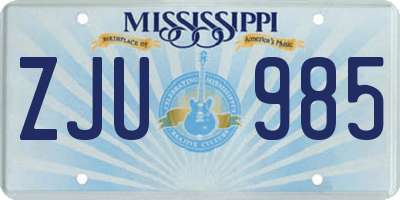 MS license plate ZJU985