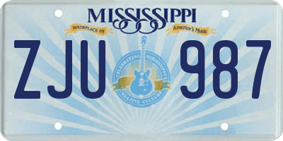 MS license plate ZJU987
