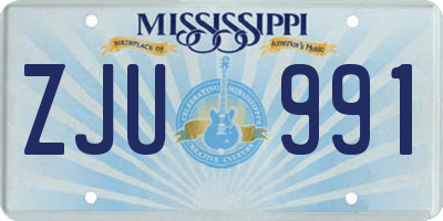 MS license plate ZJU991