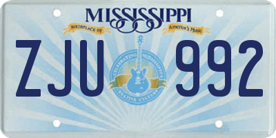 MS license plate ZJU992