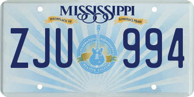 MS license plate ZJU994