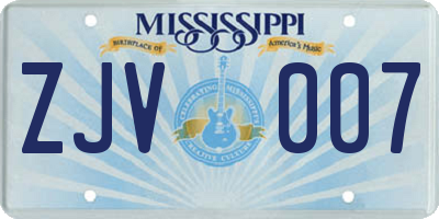 MS license plate ZJV007