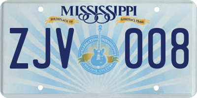 MS license plate ZJV008