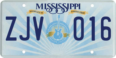 MS license plate ZJV016