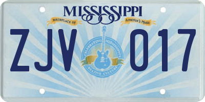 MS license plate ZJV017