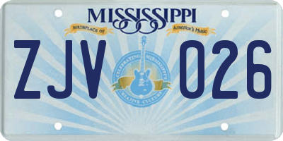 MS license plate ZJV026