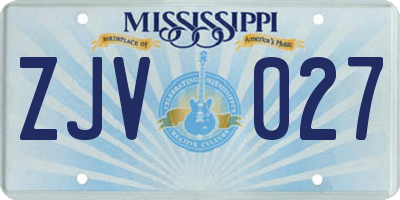 MS license plate ZJV027