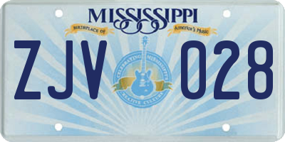 MS license plate ZJV028