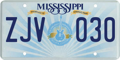 MS license plate ZJV030