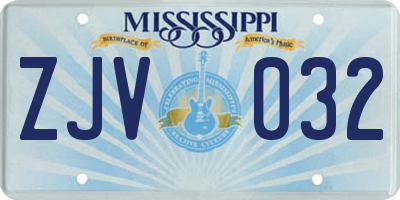 MS license plate ZJV032