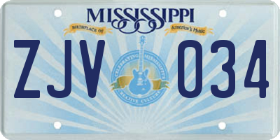 MS license plate ZJV034