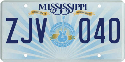 MS license plate ZJV040