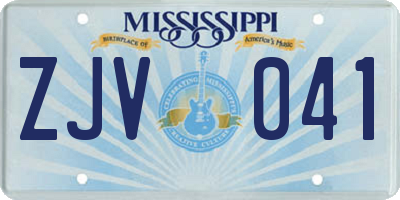 MS license plate ZJV041