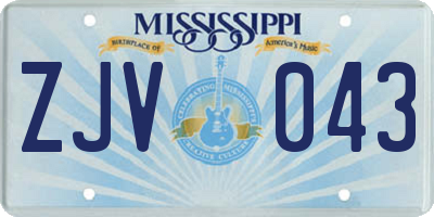 MS license plate ZJV043
