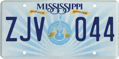 MS license plate ZJV044