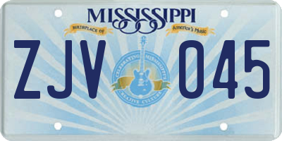 MS license plate ZJV045