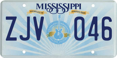 MS license plate ZJV046