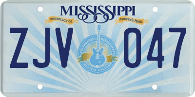MS license plate ZJV047