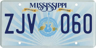 MS license plate ZJV060