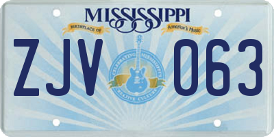 MS license plate ZJV063