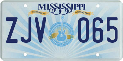MS license plate ZJV065