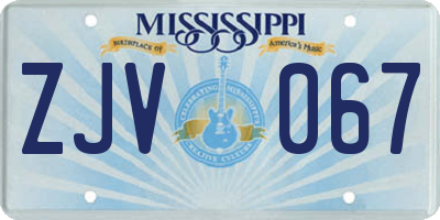 MS license plate ZJV067