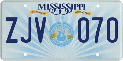 MS license plate ZJV070