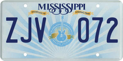 MS license plate ZJV072
