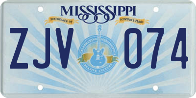 MS license plate ZJV074